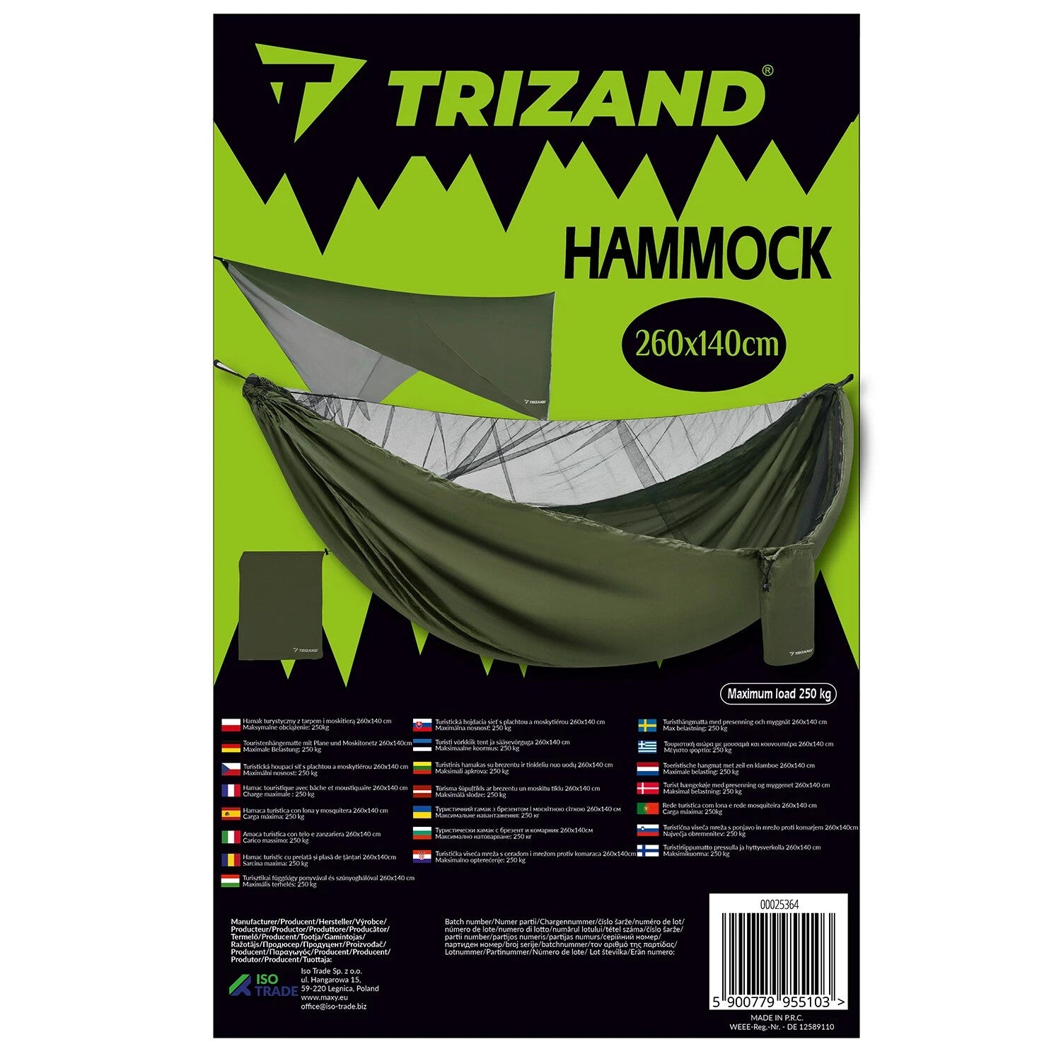Camping Hängematte 2 Personen mit Moskitonetz und Tarp – Outdoor Bushcraft Hängematte bis 250 kg