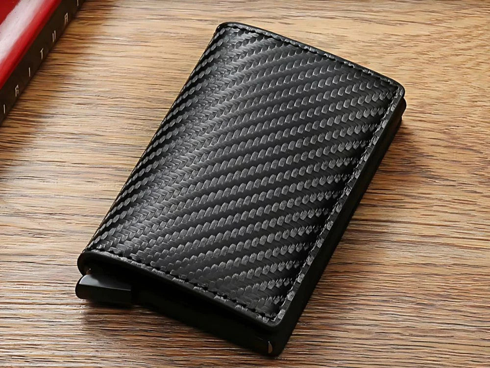 Herren RFID Brieftasche Schwarz – Anti-Diebstahl Kartenetui mit Aluminium & Eco-Leder