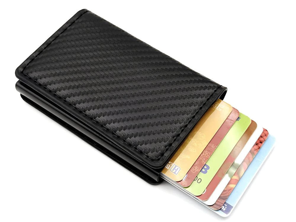 Herren RFID Brieftasche Schwarz – Anti-Diebstahl Kartenetui mit Aluminium & Eco-Leder