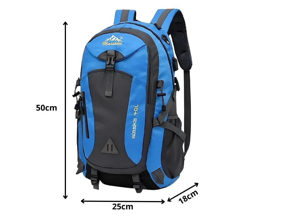 Rucksack 40L Wanderrucksack Trekking Camping Reisen Wasserabweisend Blau
