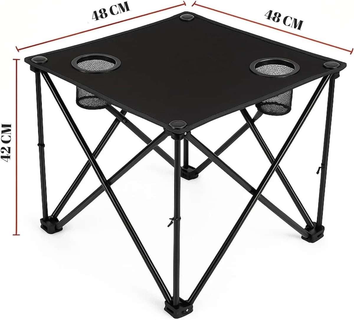 2x Klappstuhl Blau + 1x Campingtisch Schwarz Set – Faltbar mit Getränkehalter