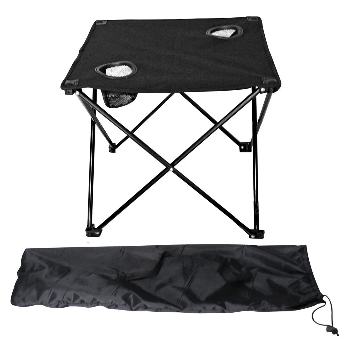 2x Klappstuhl Grün + 1x Campingtisch Schwarz Set – Faltbar mit Getränkehalter