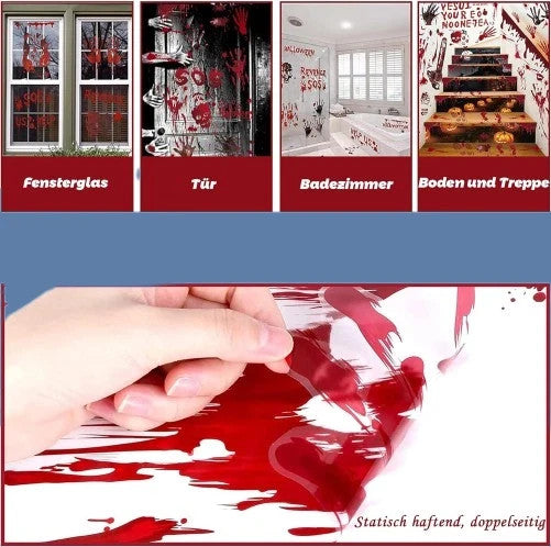 Halloween Fensterbilder 95 Stück Blut Aufkleber Deko Sticker Horror Party