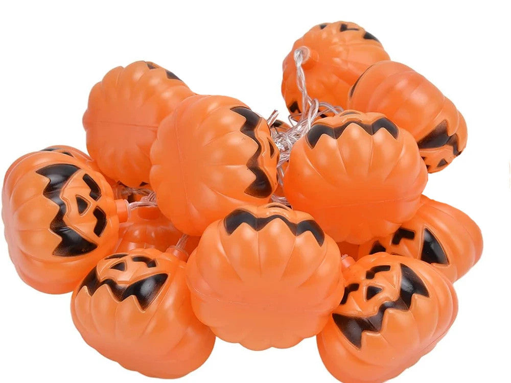 Halloween Party Deko 🎃 Kürbis Lichterkette 10 LED 200cm Warmlicht Hängend 👻
