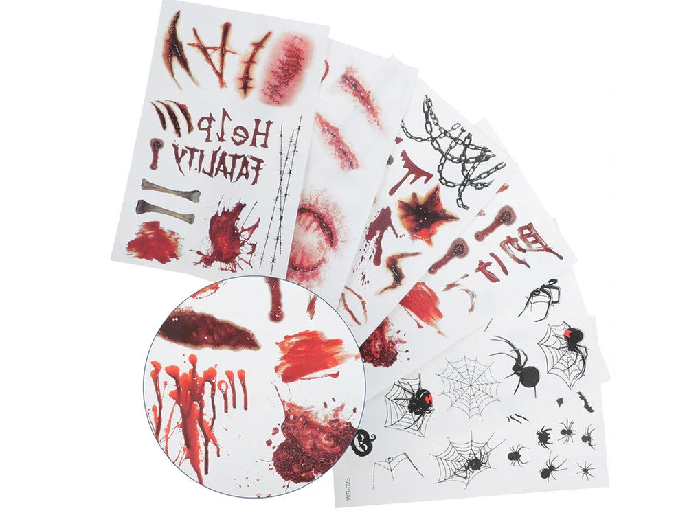Halloween Tattoos Blut Realistisch Waschbar Temporär Hautaufkleber 🎃💉   4038732800489