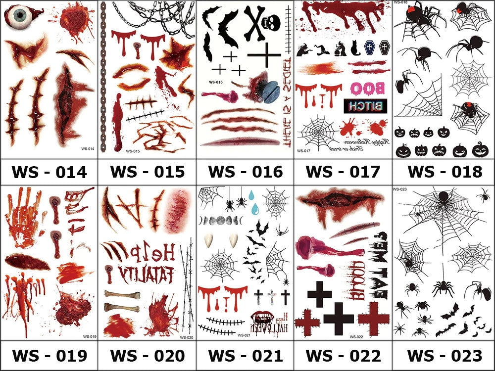Halloween Tattoos Blut Realistisch Waschbar Temporär Hautaufkleber 🎃💉   4038732800489