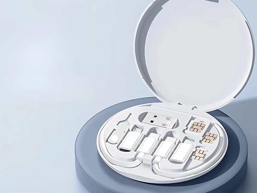 5in1 Ladekabel Adapter Set – USB-C Lightning Micro USB mit SIM Tool Etui