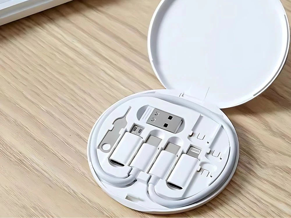 5in1 Ladekabel Adapter Set – USB-C Lightning Micro USB mit SIM Tool Etui