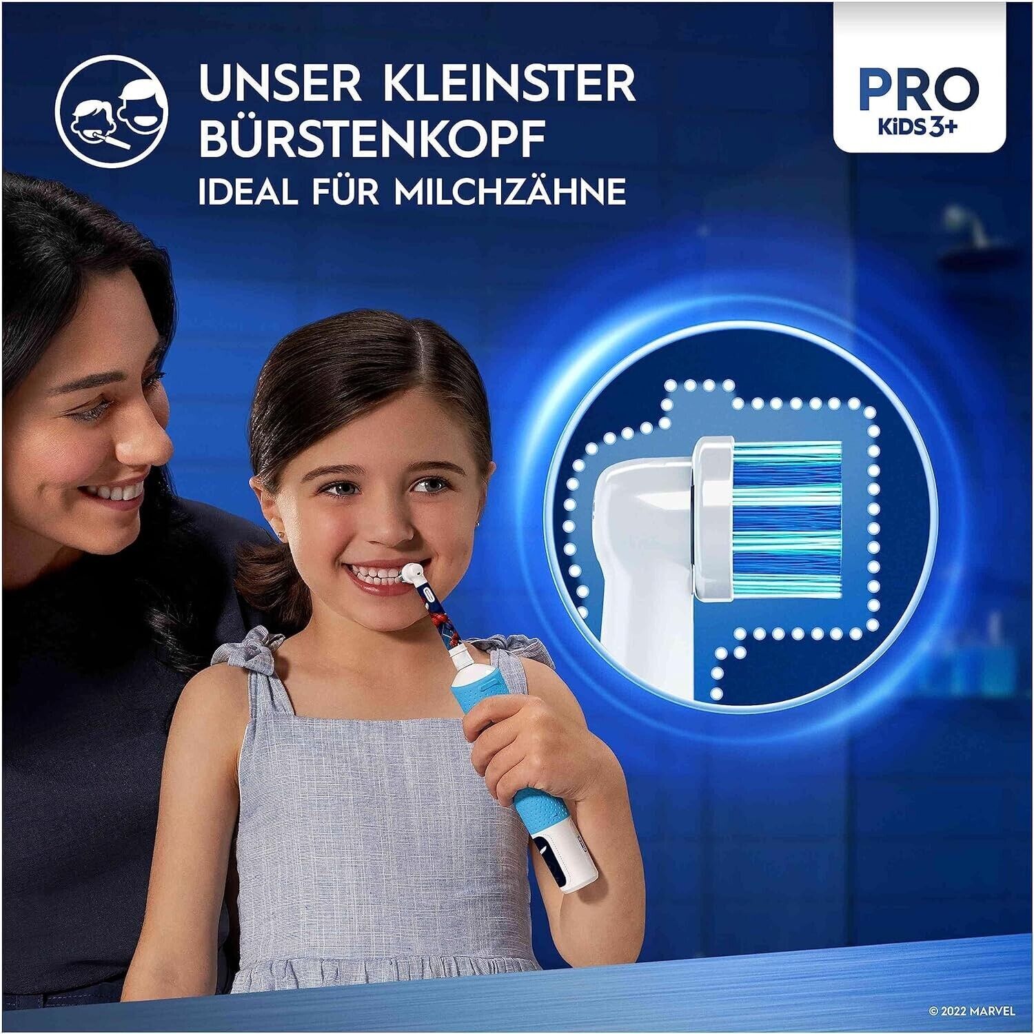 Oral-B Pro Kids Spiderman Elektrische Zahnbürste für Kinder ab 3 Jahren mit Sensitiv+ Modus & extra weichen Borsten