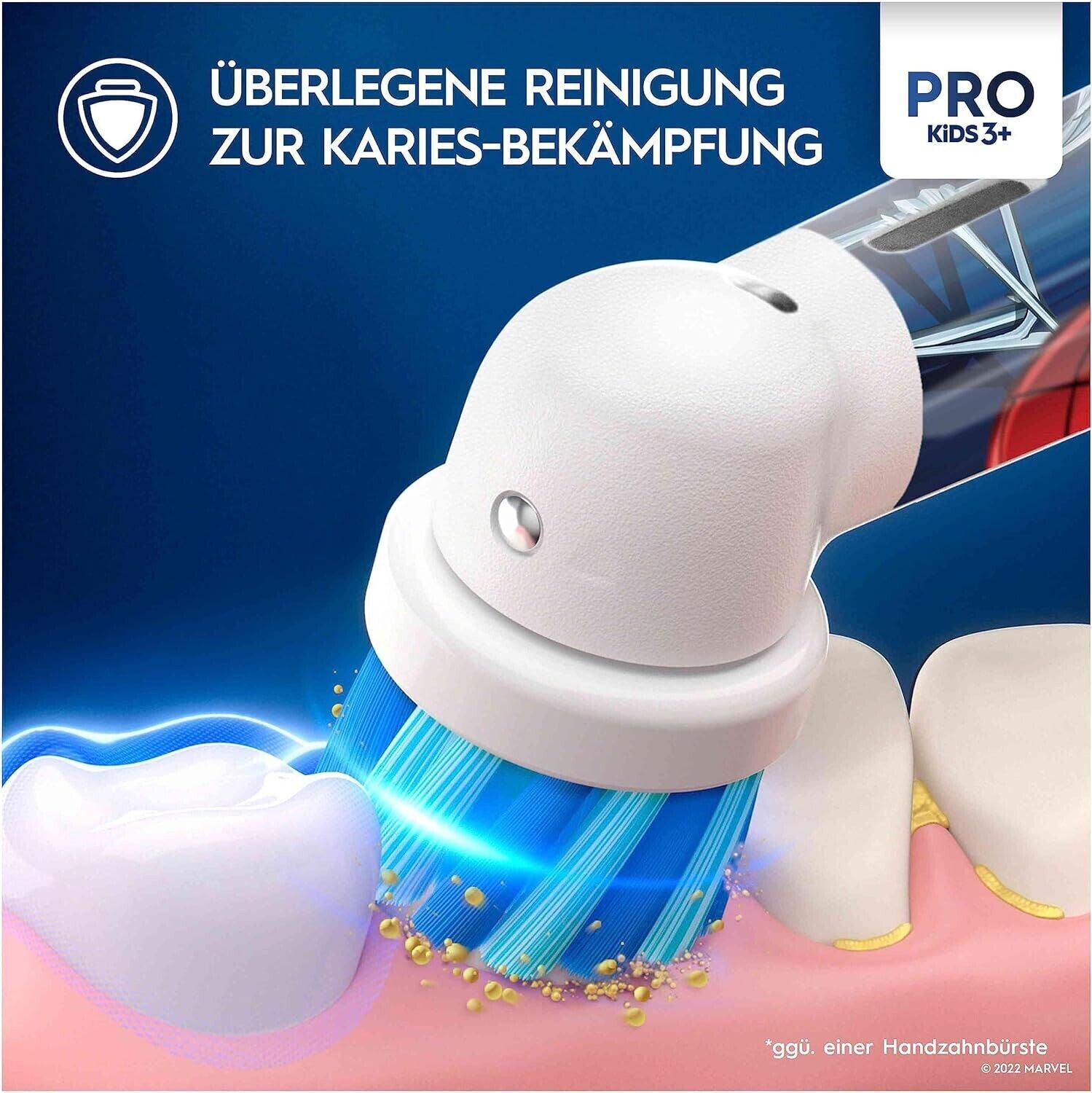 Oral-B Pro Kids Spiderman Elektrische Zahnbürste für Kinder ab 3 Jahren mit Sensitiv+ Modus & extra weichen Borsten