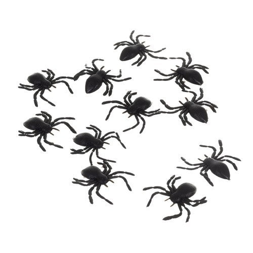 Halloween Deko Spinnen 10er Set – Realistische Kunststoff Spinnen 3x3 cm Schwarz