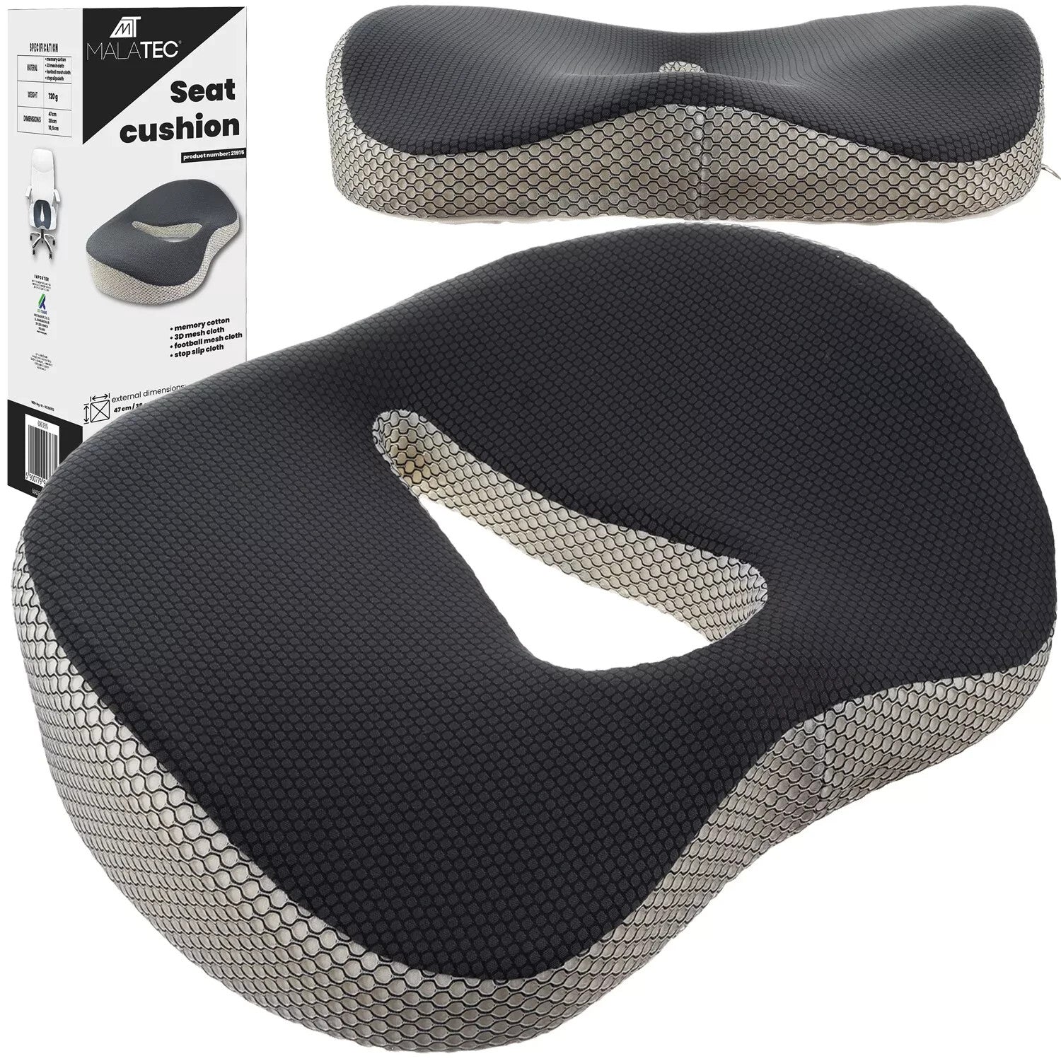 Orthopädisches Sitzkissen aus Memory Schaum – Ergonomisch mit abnehmbarem Bezug