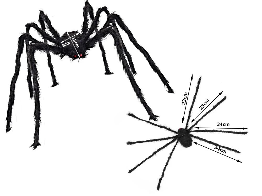Halloween Riesenspinne XXL – Realistische Tarantel Deko mit roten Augen, schwarz