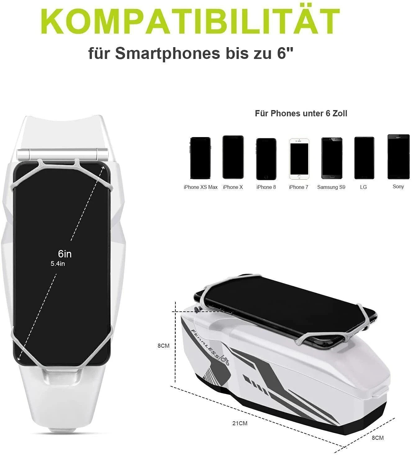 Fahrrad Rahmentasche Blau mit Handyhalter – Wasserdichte Oberrohr Tasche 1L für Smartphones bis 6 Zoll
