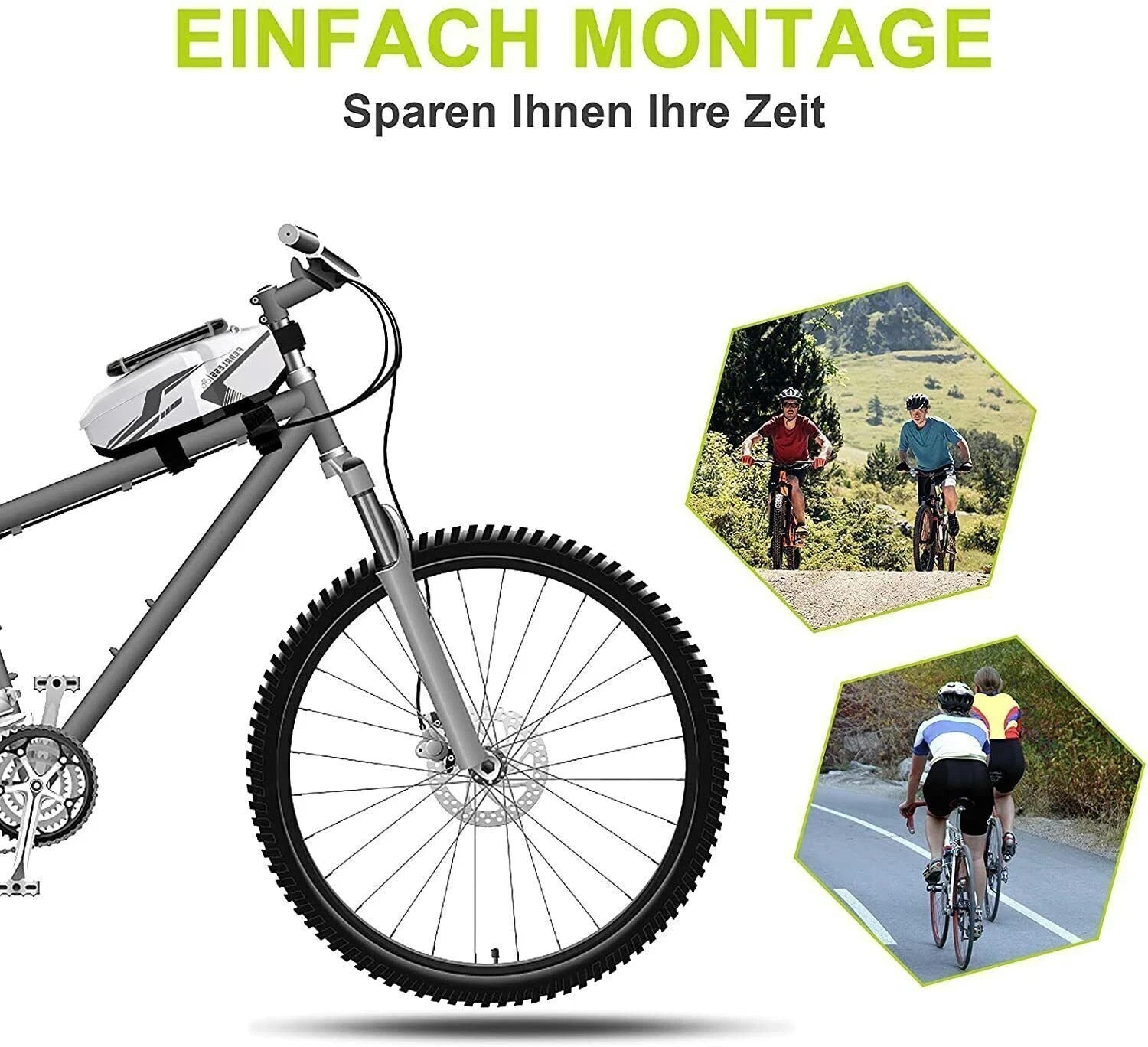 Fahrrad Rahmentasche Blau mit Handyhalter – Wasserdichte Oberrohr Tasche 1L für Smartphones bis 6 Zoll