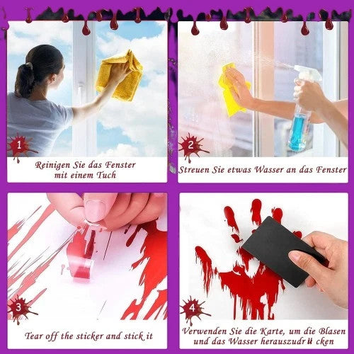 Halloween Fensterbilder 95 Stück Blut Aufkleber Deko Sticker Horror Party