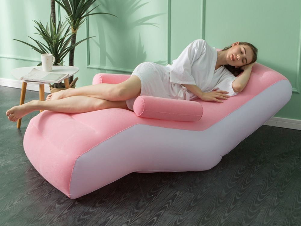 Aufblasbarer Gartensessel mit Fußstütze – Luftsessel Loungesessel mit Pumpe
