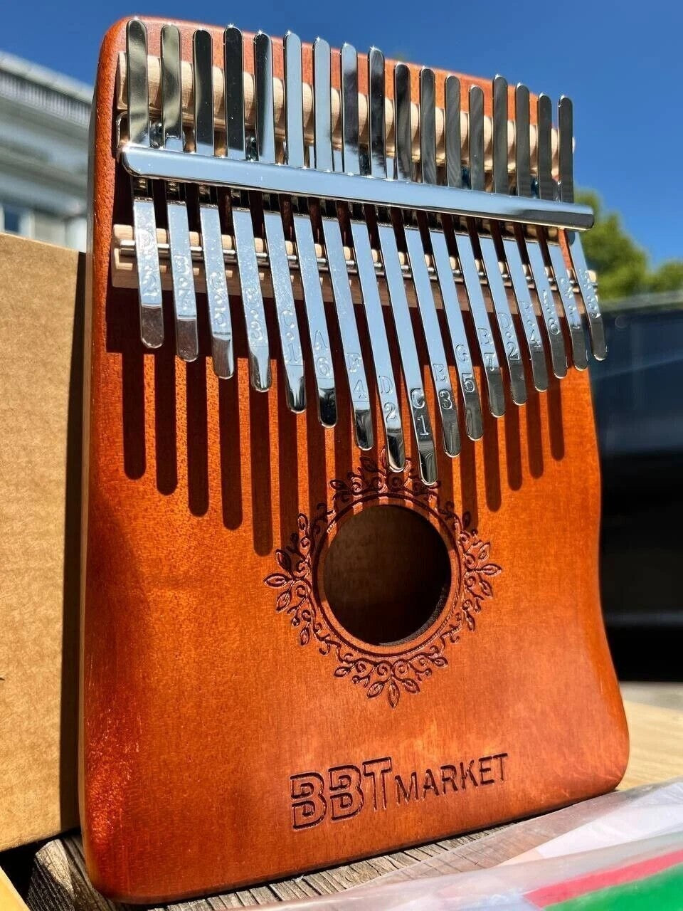 17 Tasten Kalimba Daumenklavi Thumb Piano Finger Tastatur Musikinstrument+Halter