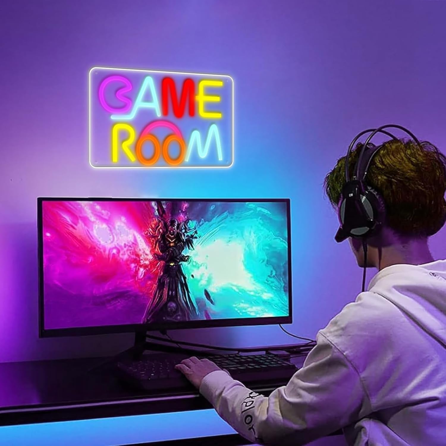 Gaming Neon Sign LED Wandlicht USB dimmbar Neonlicht bunt für Spielzimmer