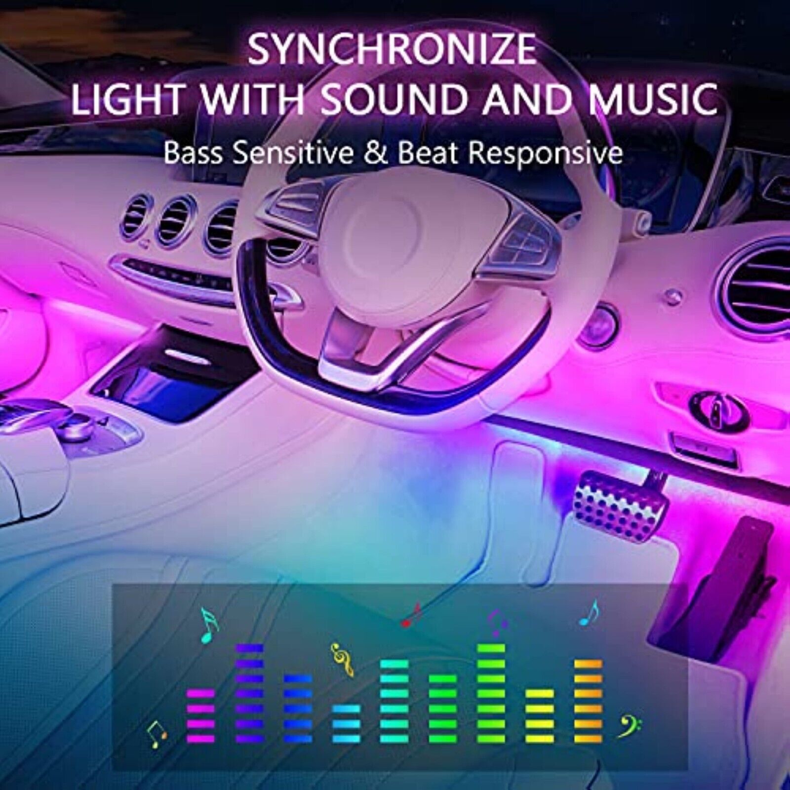 Auto LED Innenraumbeleuchtung RGB App Steuerung 8 Farben Musik Sync