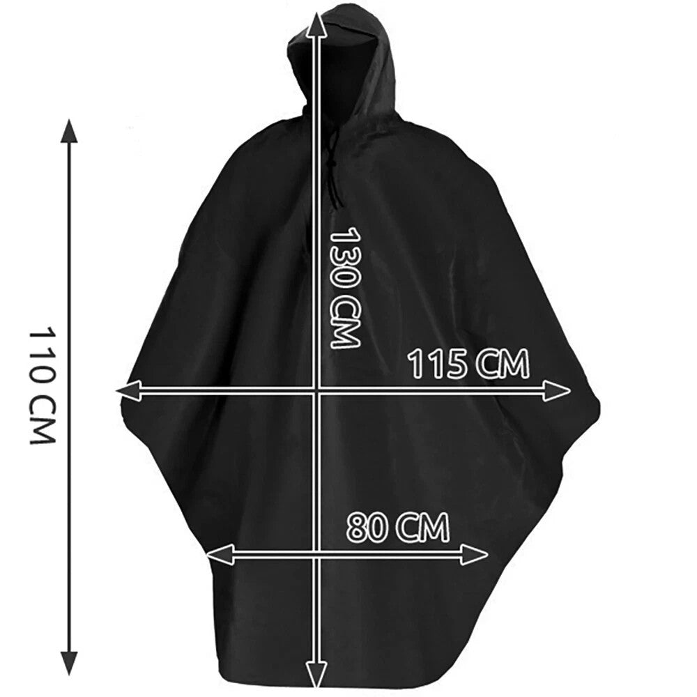 Wasserdichter Regenponcho mit Kapuze & Visier für Outdoor & Festival - Schwarz