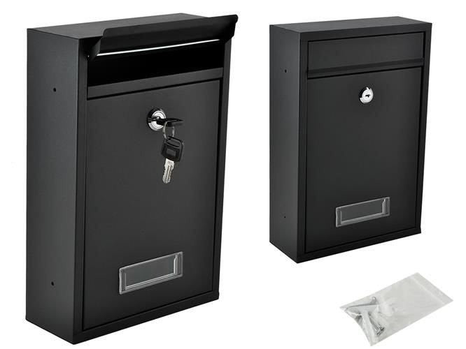 Briefkasten aus verzinktem Stahl schwarz Wandbriefkasten wetterfest mit Schloss und Sichtfenster
