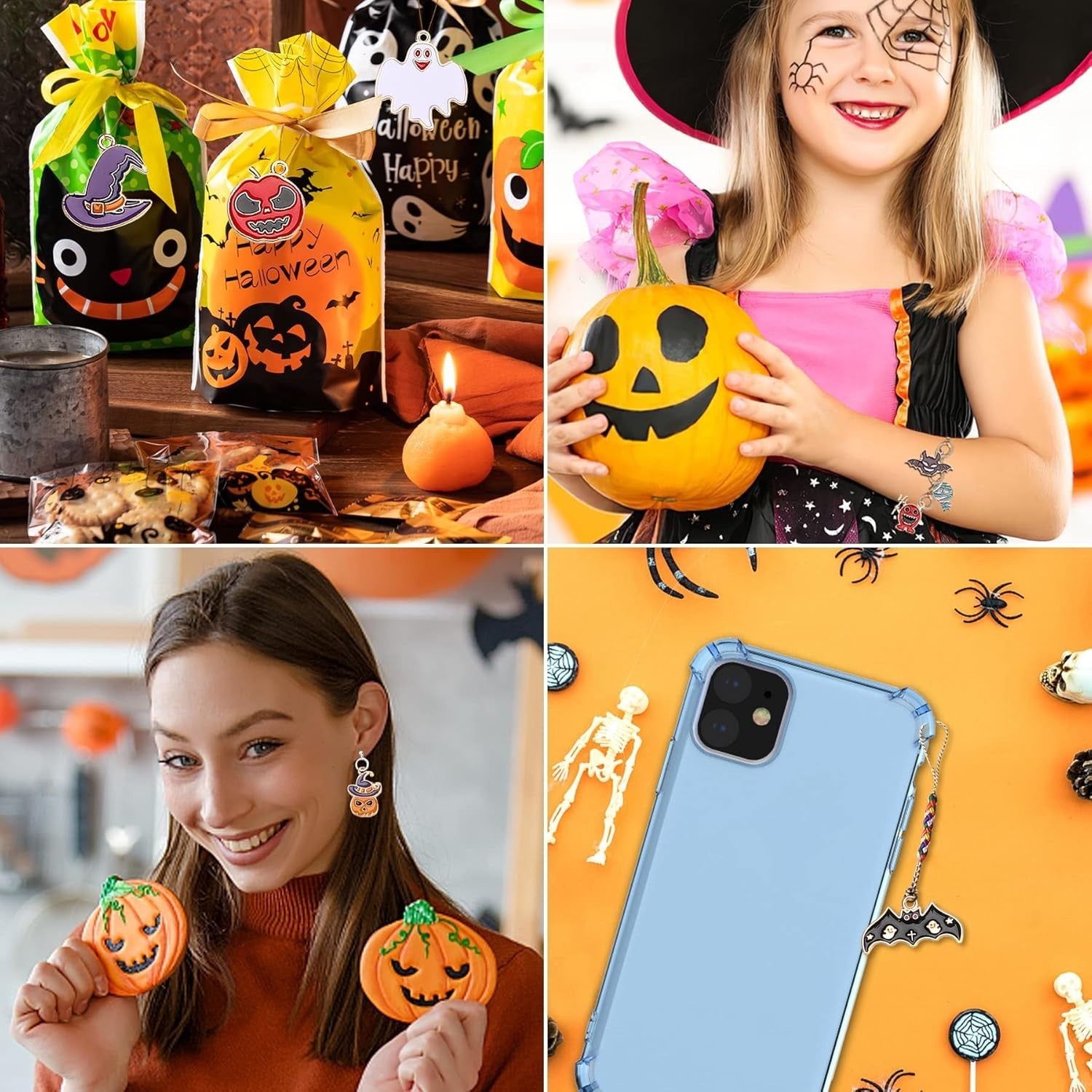 Halloween Charms 110 Stück 🎃 Gold Emaille Anhänger für Schmuck Basteln