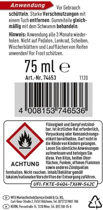 NIGRIN Gummipflegestift 75ml Gummi Pflege Türdichtung Schiebedach Kofferraum