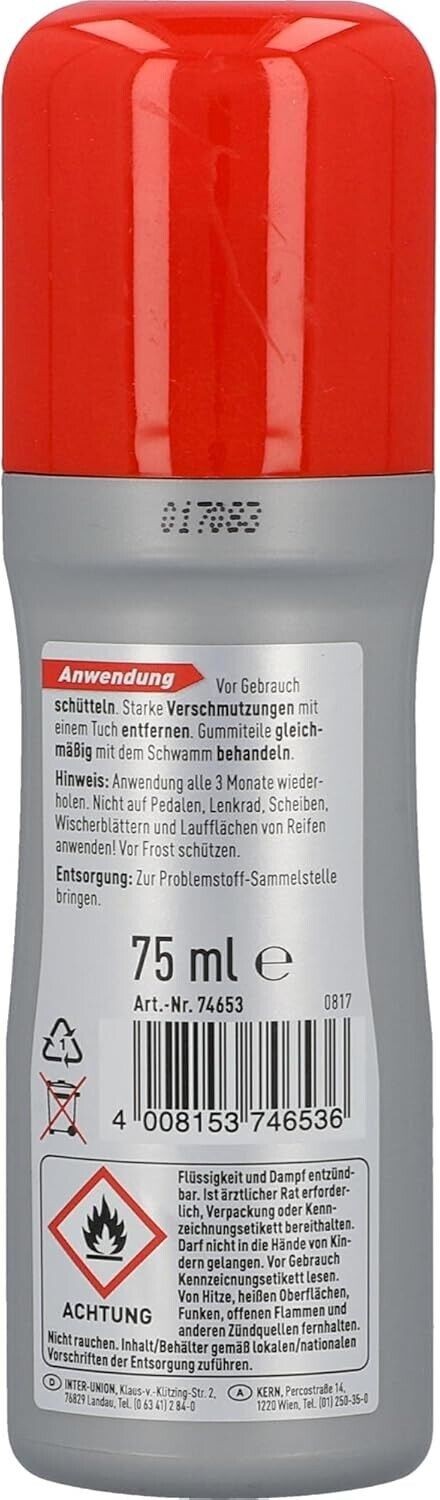 NIGRIN Gummipflegestift 75ml Gummi Pflege Türdichtung Schiebedach Kofferraum