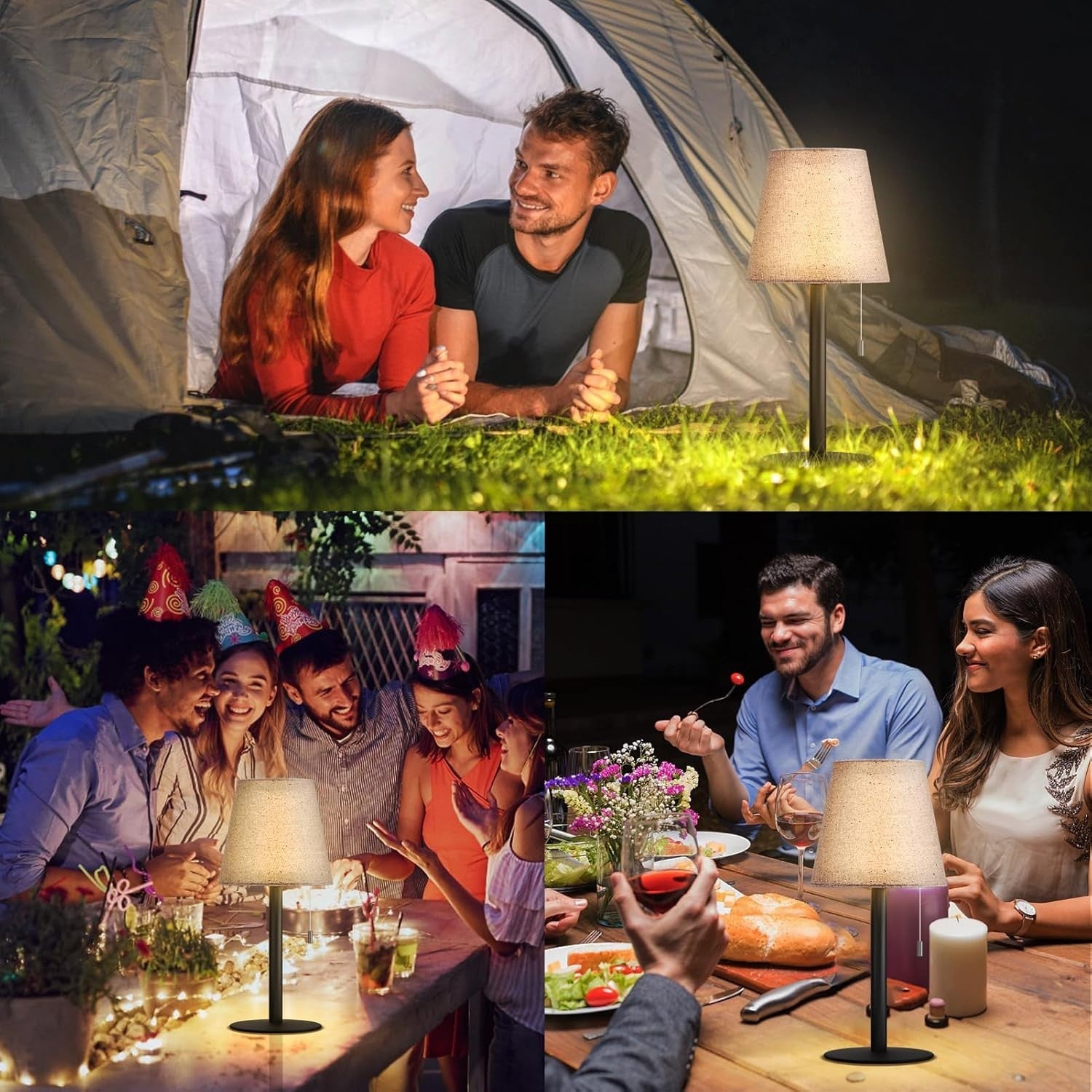 LED Akku Tischleuchte 💡 Dimmbar 3 Stufen USB Nachttischlampe Modern