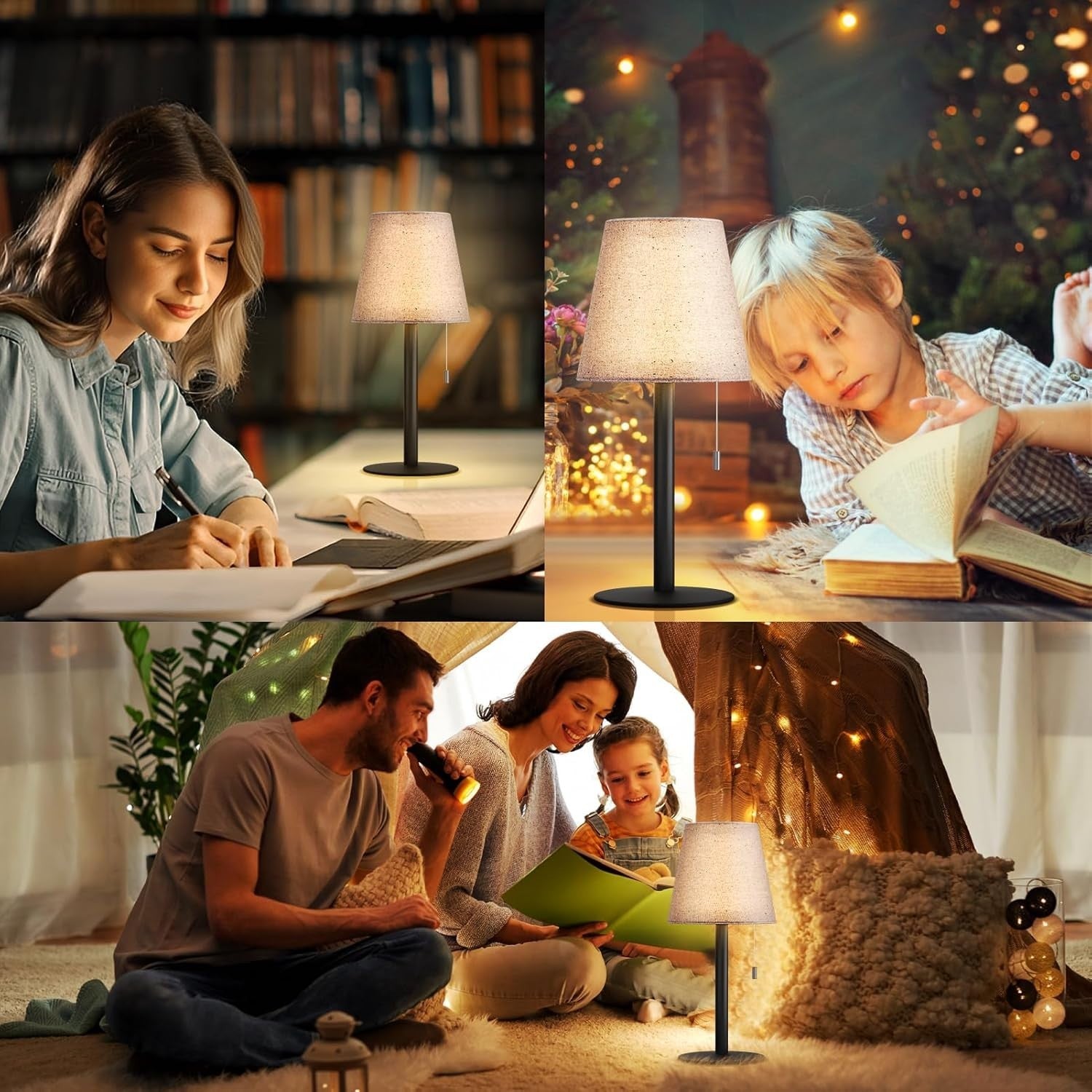 LED Akku Tischleuchte 💡 Dimmbar 3 Stufen USB Nachttischlampe Modern
