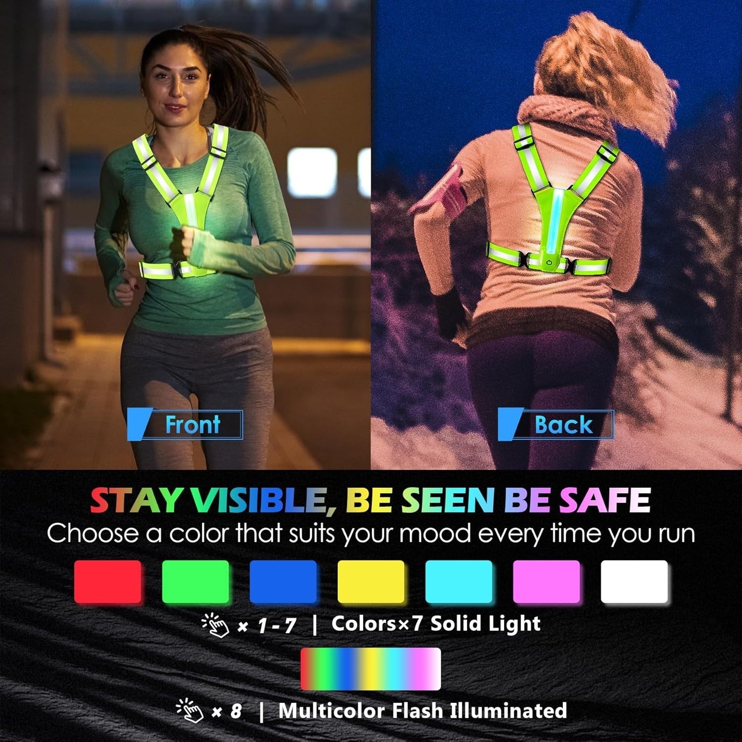 USB Warnweste Fahrrad Motorrad Reflektor Sicherheitsweste Sport Leuchtweste West