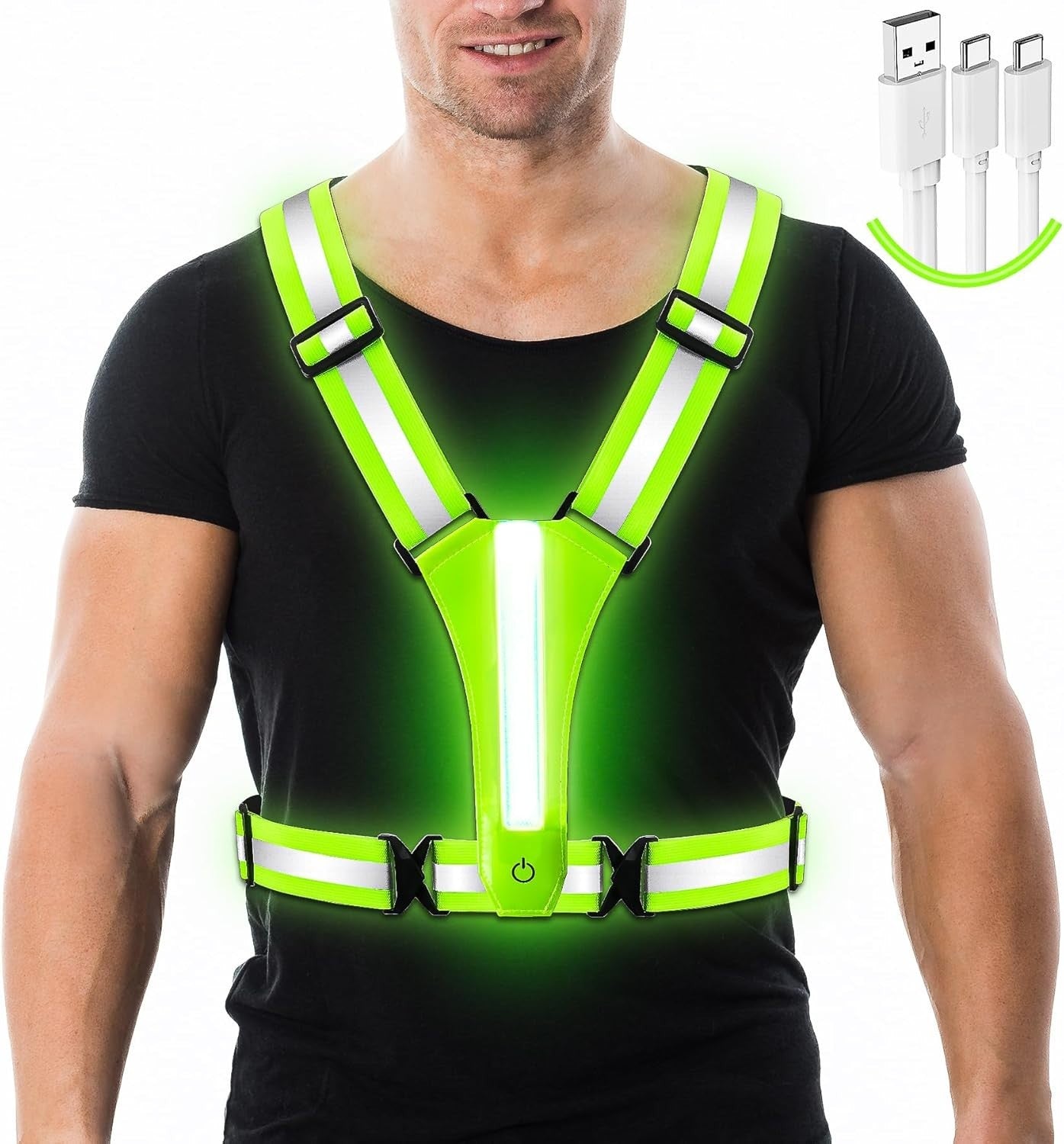 USB Warnweste Fahrrad Motorrad Reflektor Sicherheitsweste Sport Leuchtweste West