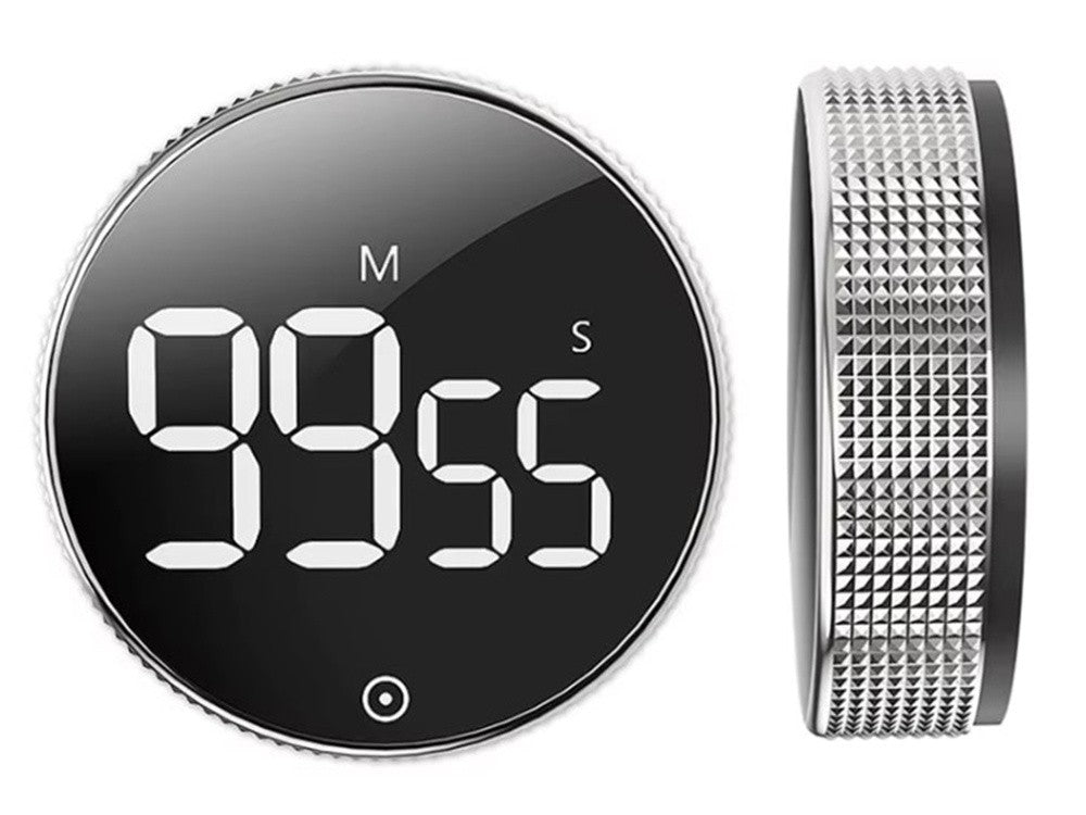 Digitaler Küchentimer mit Magnet – Elektronische Stoppuhr mit LED-Display, 3 Alarmstufen & Drehknopf – Für Küche, Training & Büro