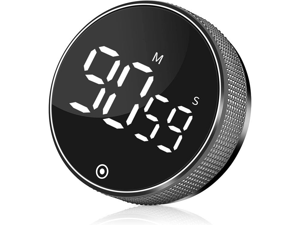 Digitaler Küchentimer mit Magnet – Elektronische Stoppuhr mit LED-Display, 3 Alarmstufen & Drehknopf – Für Küche, Training & Büro