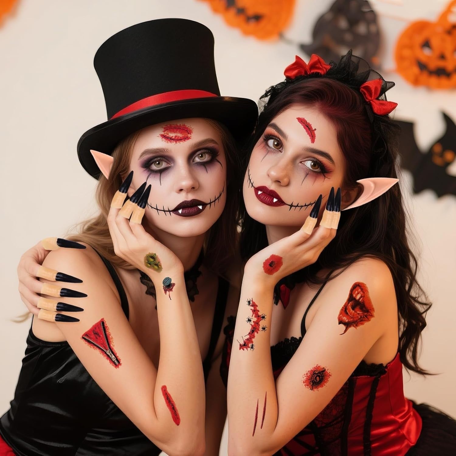 Halloween Vampir Zähne Set Erwachsene Kinder Fangs Elfenohren Krallen 🎃