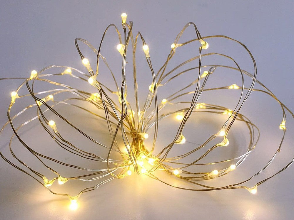 Lichterkette 100 LED Warmweiß 10m mit Batterien Drahtlichter Deko ✨