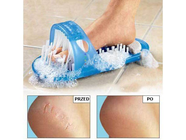 Fusswaschbürste mit Bimsstein – Fußmassage & Reinigung in der Dusche, Wellness für müde Füße