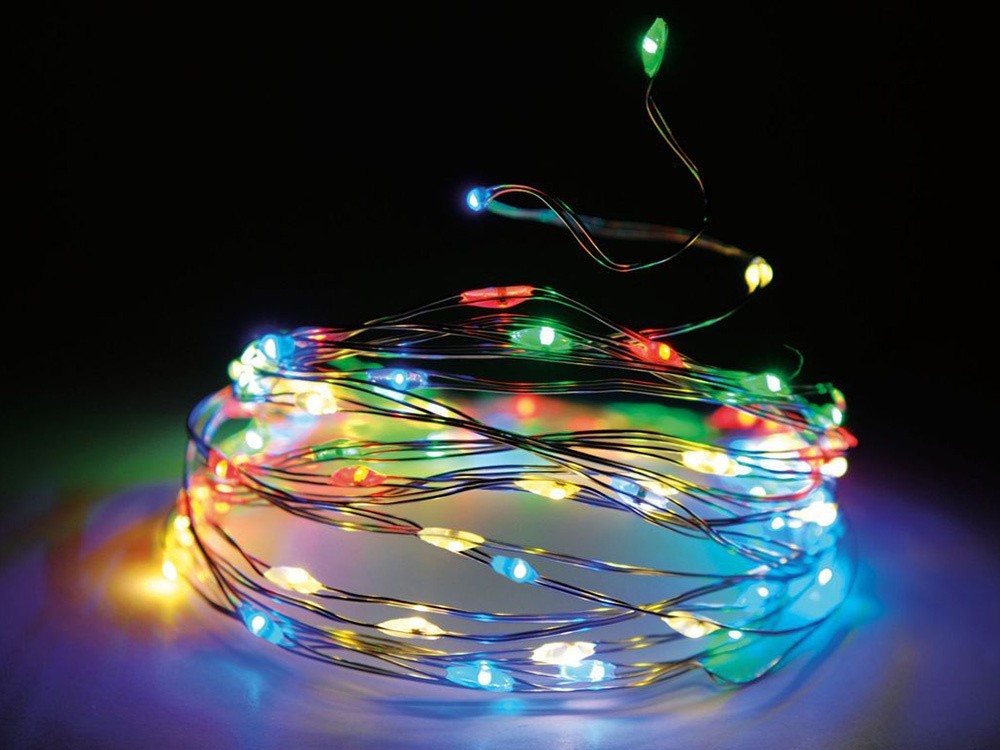 Draht Lichterkette 100 LED 10m Mehrfarbig mit Batterien Weihnachtsdeko 🎄