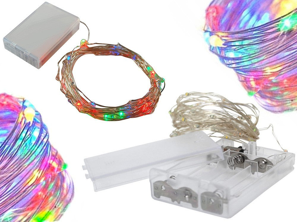 Draht Lichterkette 100 LED 10m Mehrfarbig mit Batterien Weihnachtsdeko 🎄