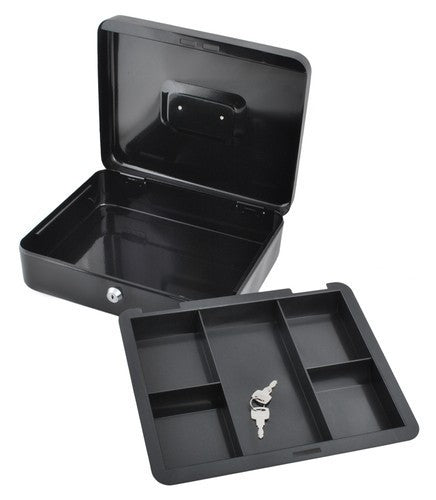 Geldkassette aus Metall 30×24×9 cm – Abschließbare Stahlkassette mit Schlüssel