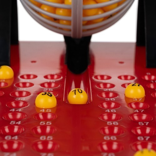Bingo-Spiel für Kinder und Familien – Komplettes Spielset mit Ziehmaschine, Kugeln und Karten