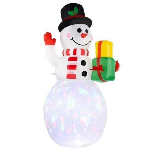 Aufblasbarer LED-Schneemann 155 cm – Weihnachtsdeko mit rotierendem Lichtprojektor, IP44 wasserdicht