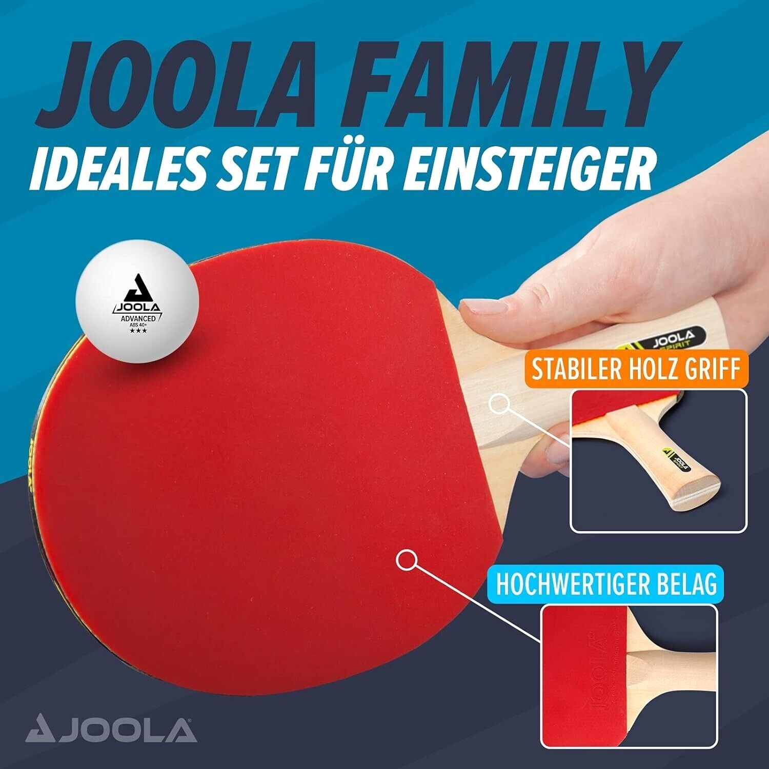 JOOLA Tischtennis Family Set – 4 Schläger, 10 Bälle und Tasche für Familie, Schule und Freizeit