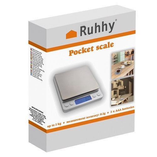 Digitale Küchenwaage 0,1g Präzisionswaage bis 2kg mit LCD Display & Edelstahlfläche