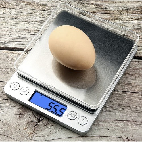 Digitale Küchenwaage 0,1g Präzisionswaage bis 2kg mit LCD Display & Edelstahlfläche