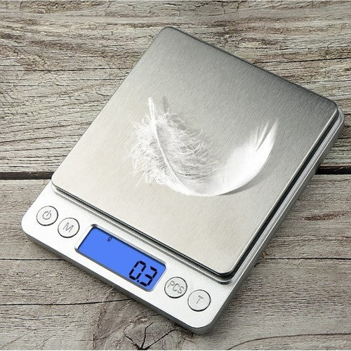Digitale Küchenwaage 0,1g Präzisionswaage bis 2kg mit LCD Display & Edelstahlfläche