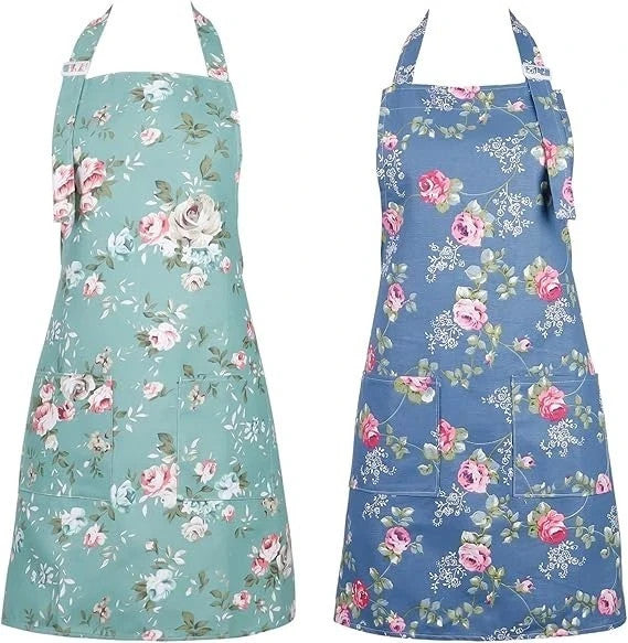 Blumenschürze Damen Küchenschürze Gartenschürze Verstellbar Mit Tasche