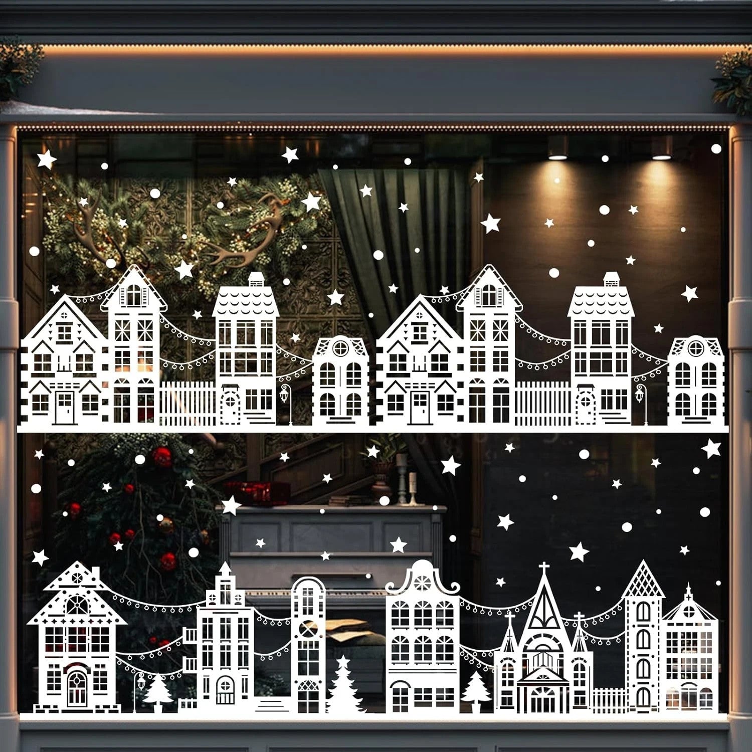 Weihnachten Fensteraufkleber – 10 Bögen Winter Fensterbilder, Doppelseitig Sichtbar, PVC & Wiederverwendbar