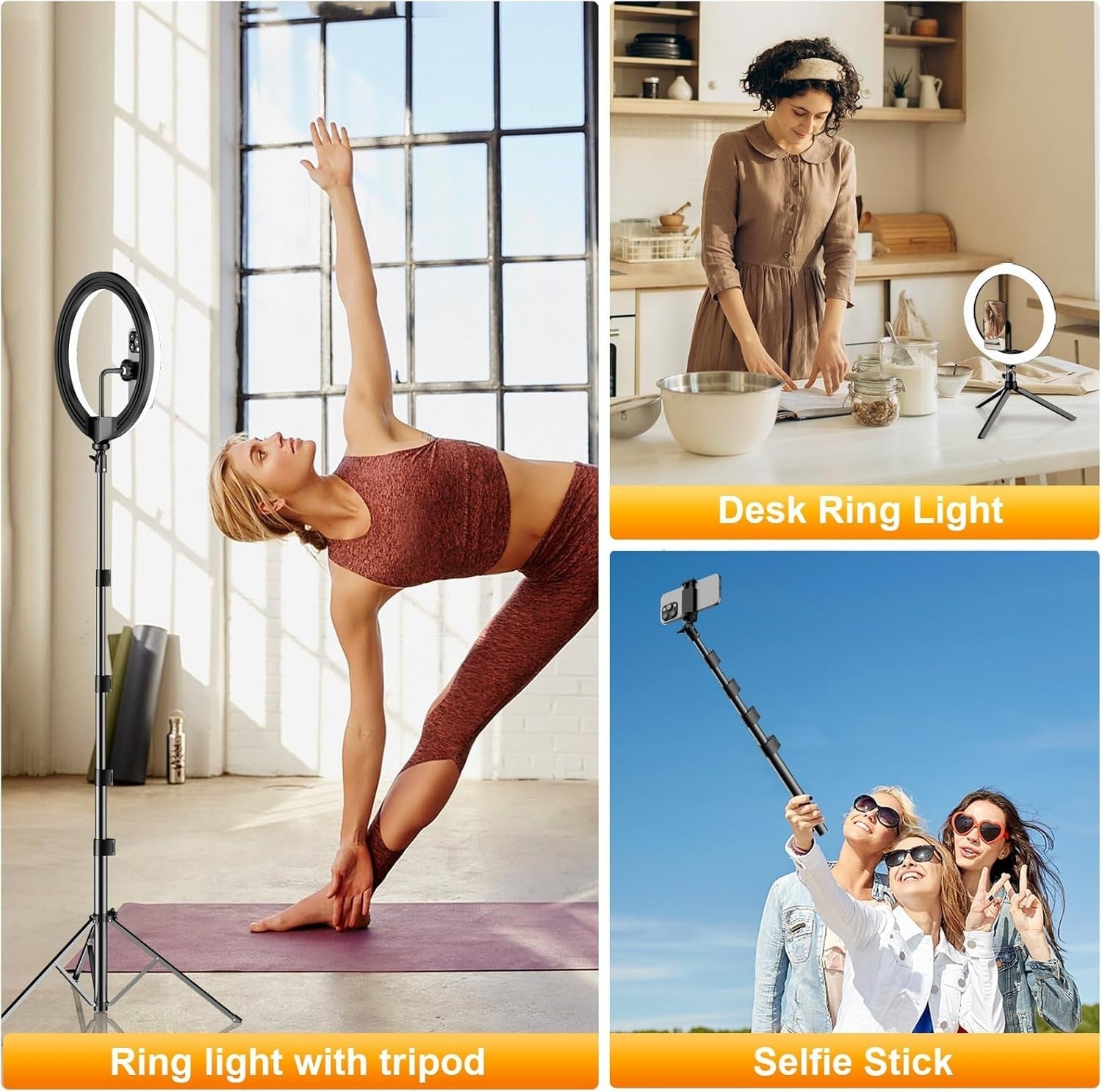 12" RGB Ringlicht 186cm mit Stativ | 48 Modi dimmbar Bluetooth Handyhalter